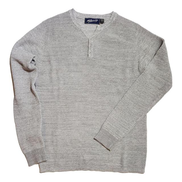 Cotton Henley Sweater Lt. Grey Product Image