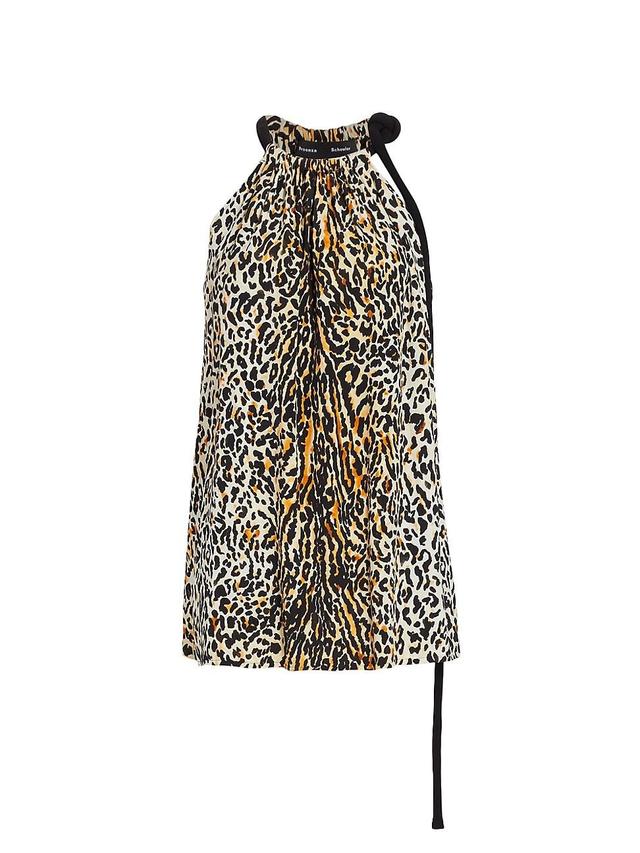 Womens Leopard Print Crpe De Chine Top Product Image