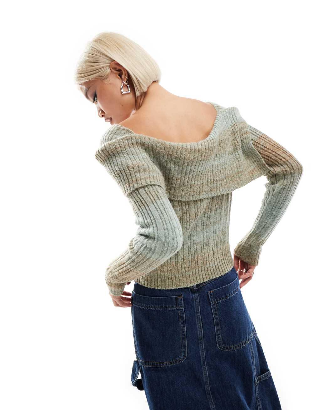 Daisy Street off the shoulder space knit sweater Product Image