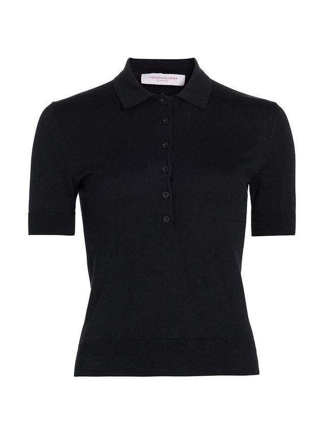 Womens Silk-Cotton Polo Top Product Image