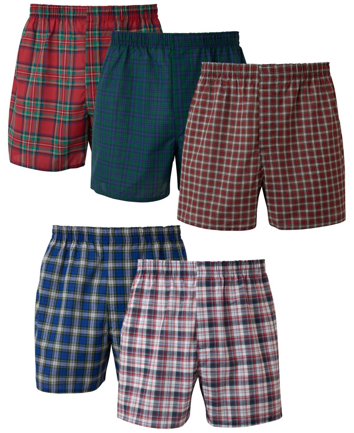 Mens Hanes Ultimate 5-pack Plaid Woven Boxers Product Image