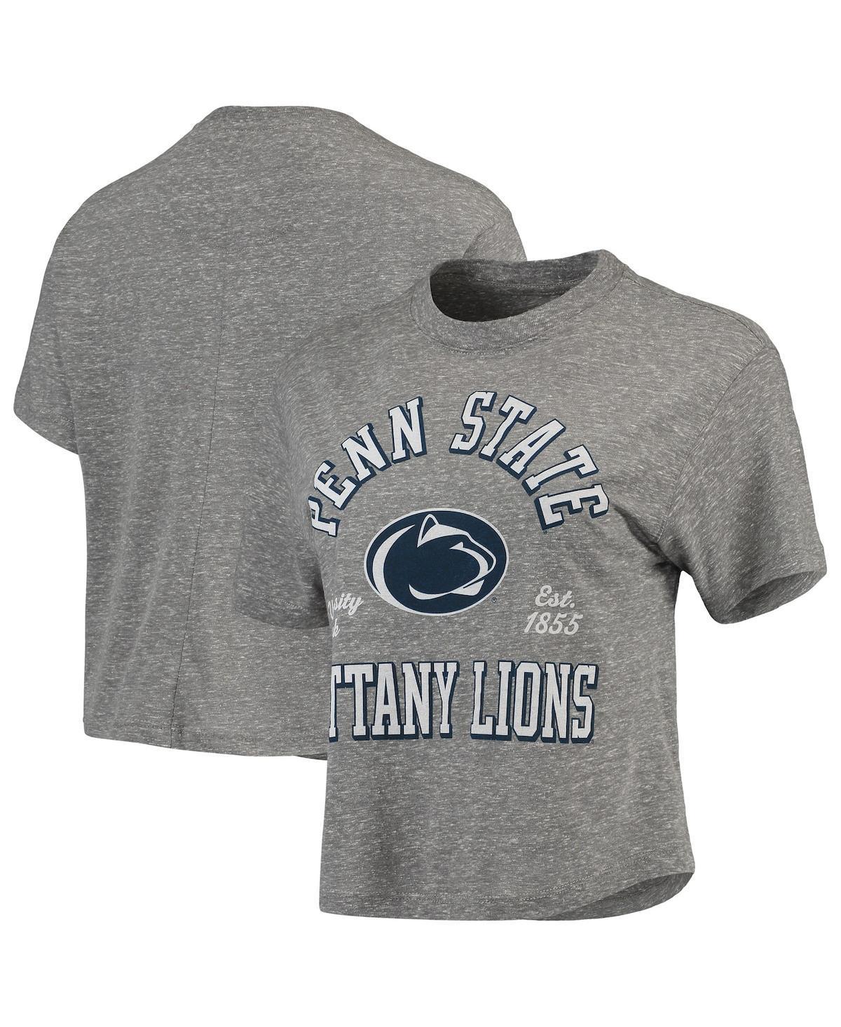 Womens Pressbox Gray Penn State Nittany Lions Bishop Tri-Blend Knobi Crop T-Shirt Product Image