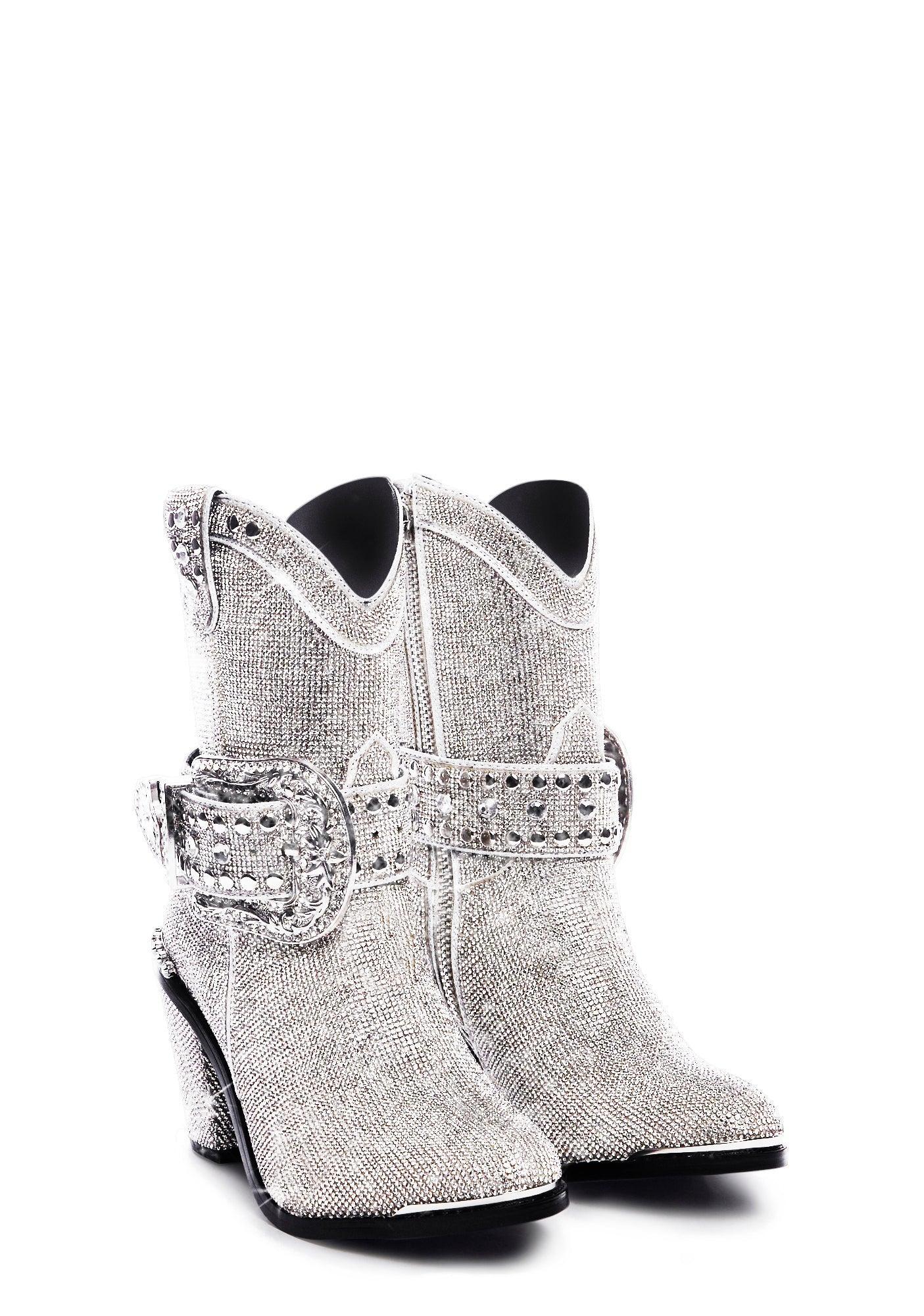 Sheriff Shine Cowboy Boots - Silver Male Product Image