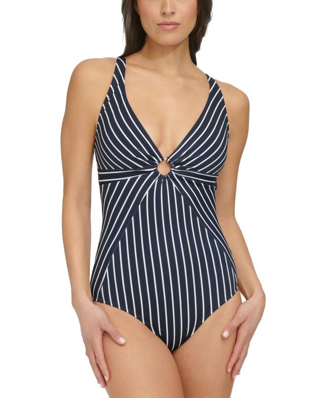 Women's Striped O-Ring One-Piece Swimsuit Product Image