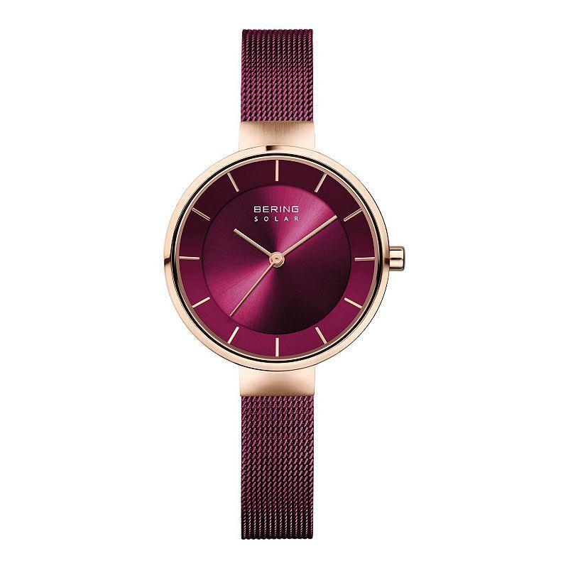 BERING Womens Ultra Slim Purple Stainless Milanese Bracelet Watch Product Image