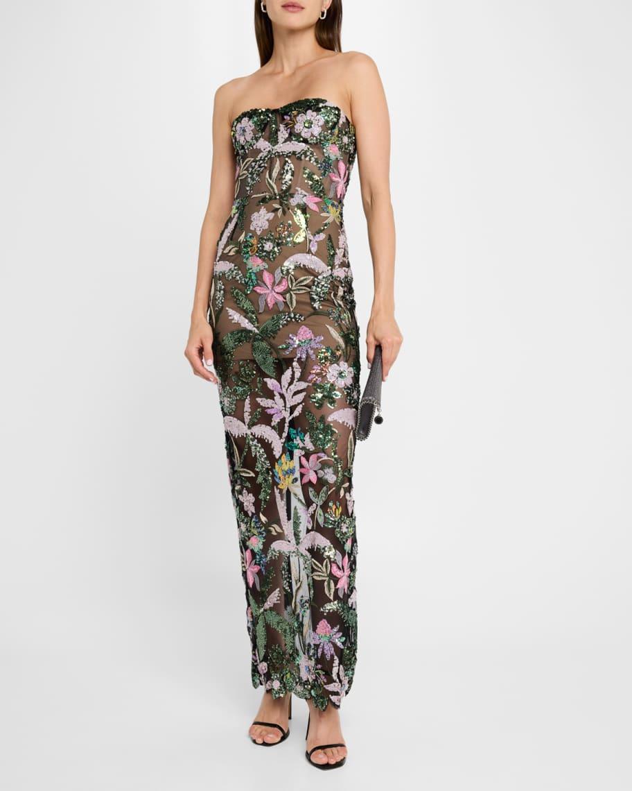 Dahlia Leoni Strapless Sequin Embroidered Gown Product Image