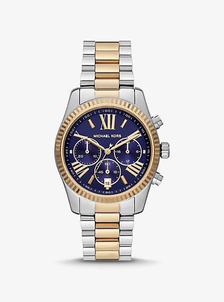 Michael Kors Womens Lexington Lux Chronograph Gold-Tone Stainless Steel Bracelet Watch 38mm Product Image