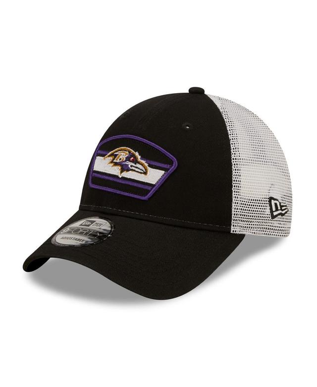 Mens New Era Black Baltimore Ravens Logo Patch Trucker 9FORTY Snapback Hat - Black Product Image