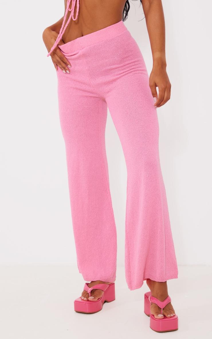 Pink Towel Knit High Waist Pants Product Image