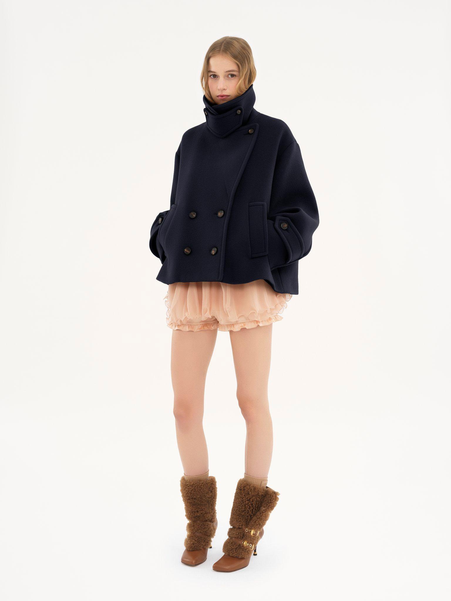 Oversized short coat in wool Product Image