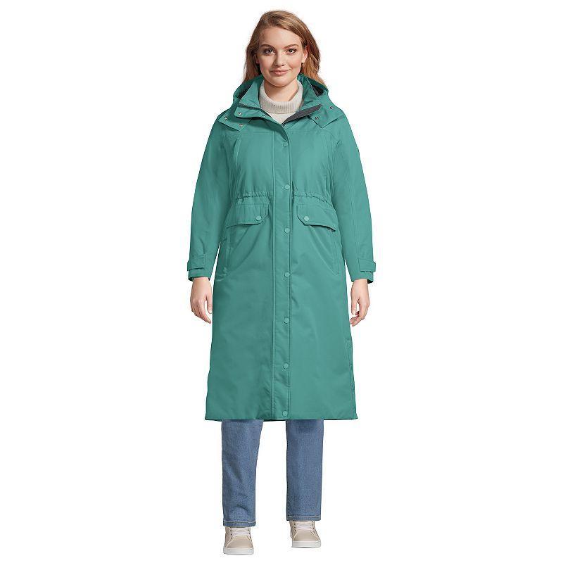 Plus Size Lands End Expedition Down Waterproof Long Winter Coat, Womens Black Product Image