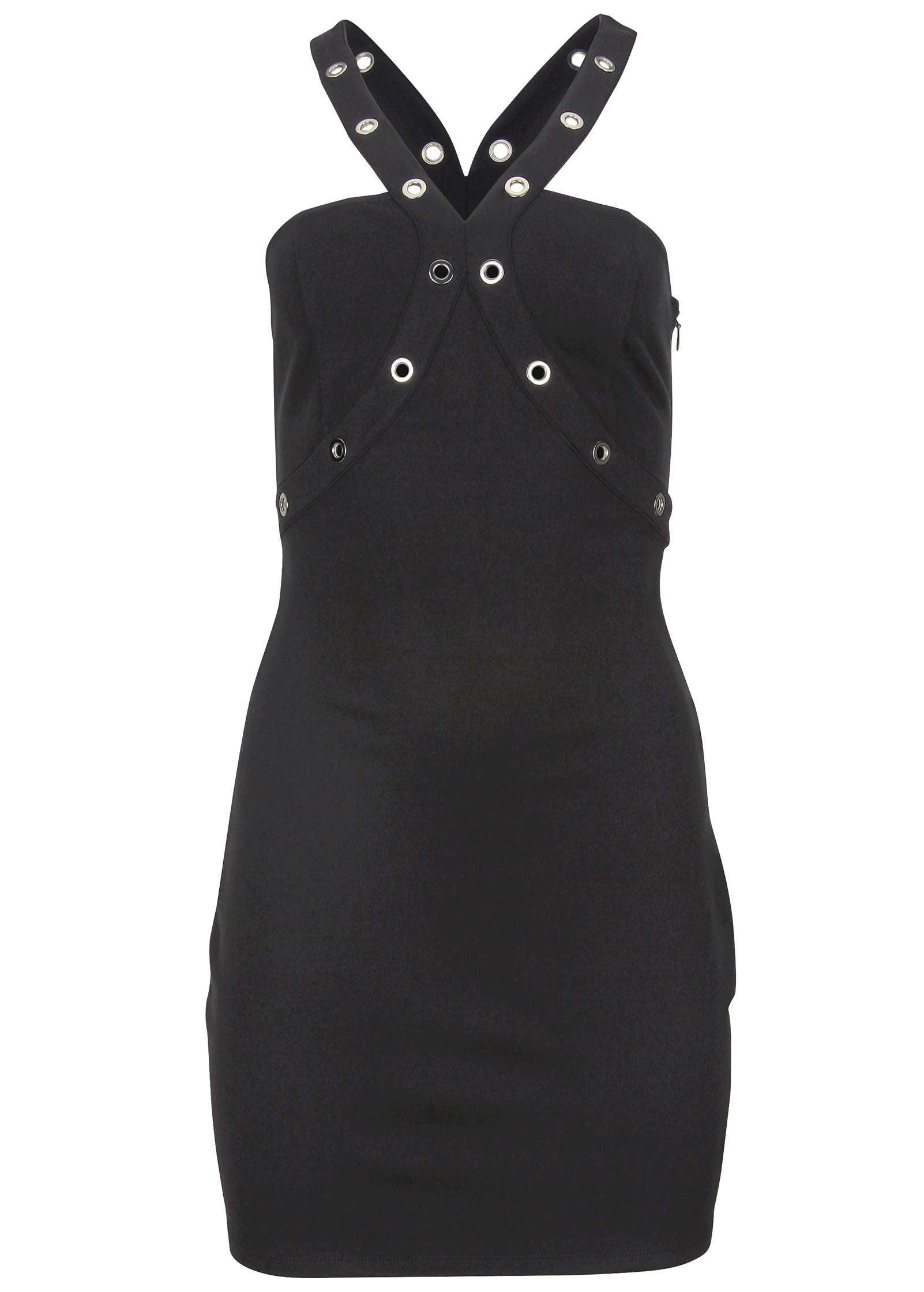 Ponte Grommet Mini Dress - Black Product Image