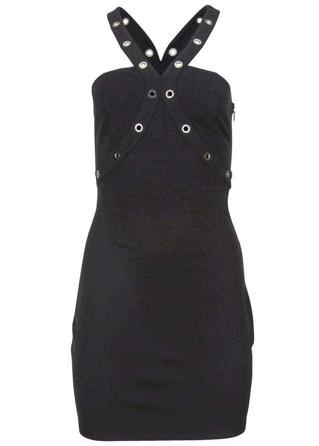 Ponte Grommet Mini Dress - Black Product Image