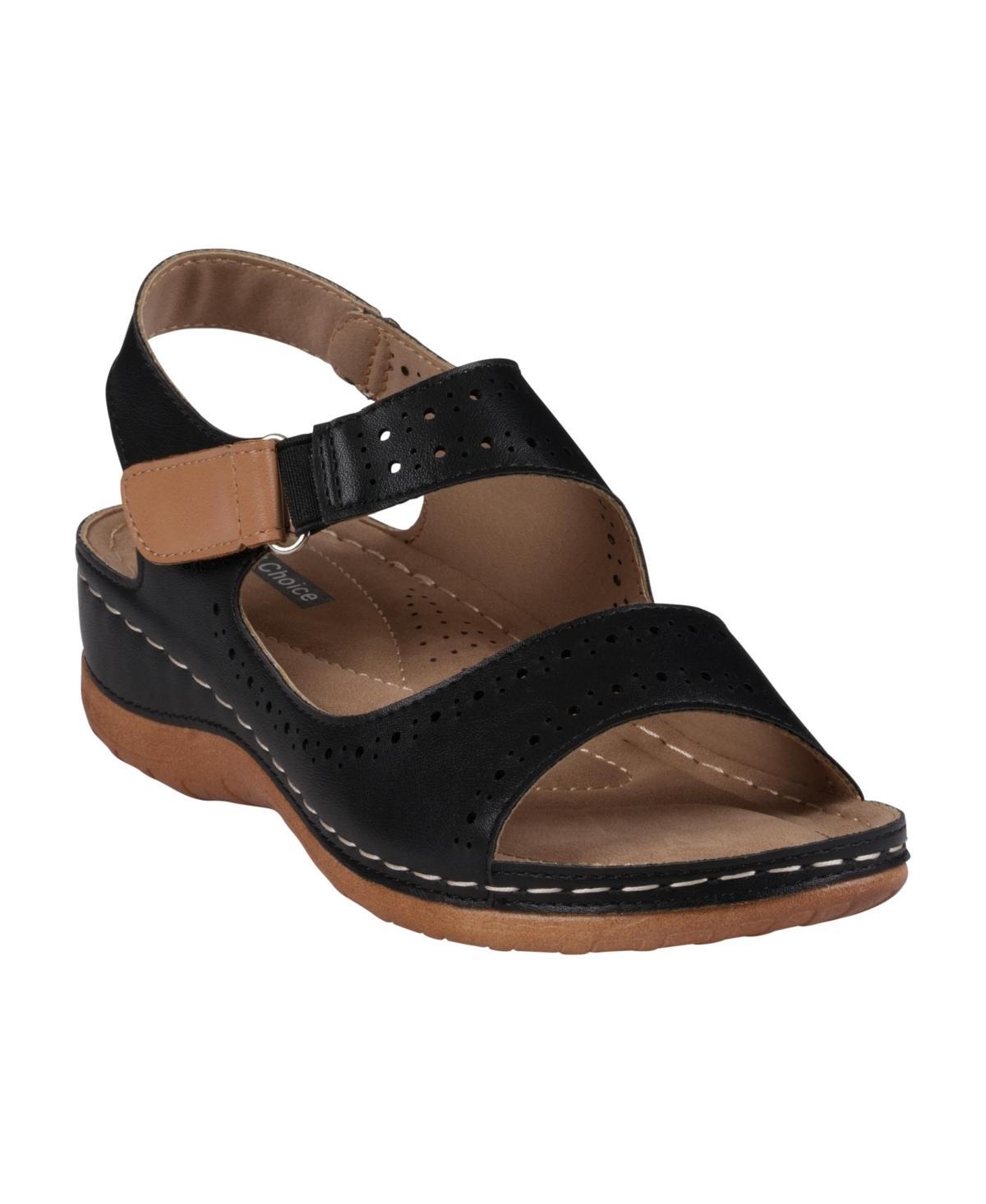 Gc Shoes Womens Foster Perforated Double Band Flat Sandals Product Image