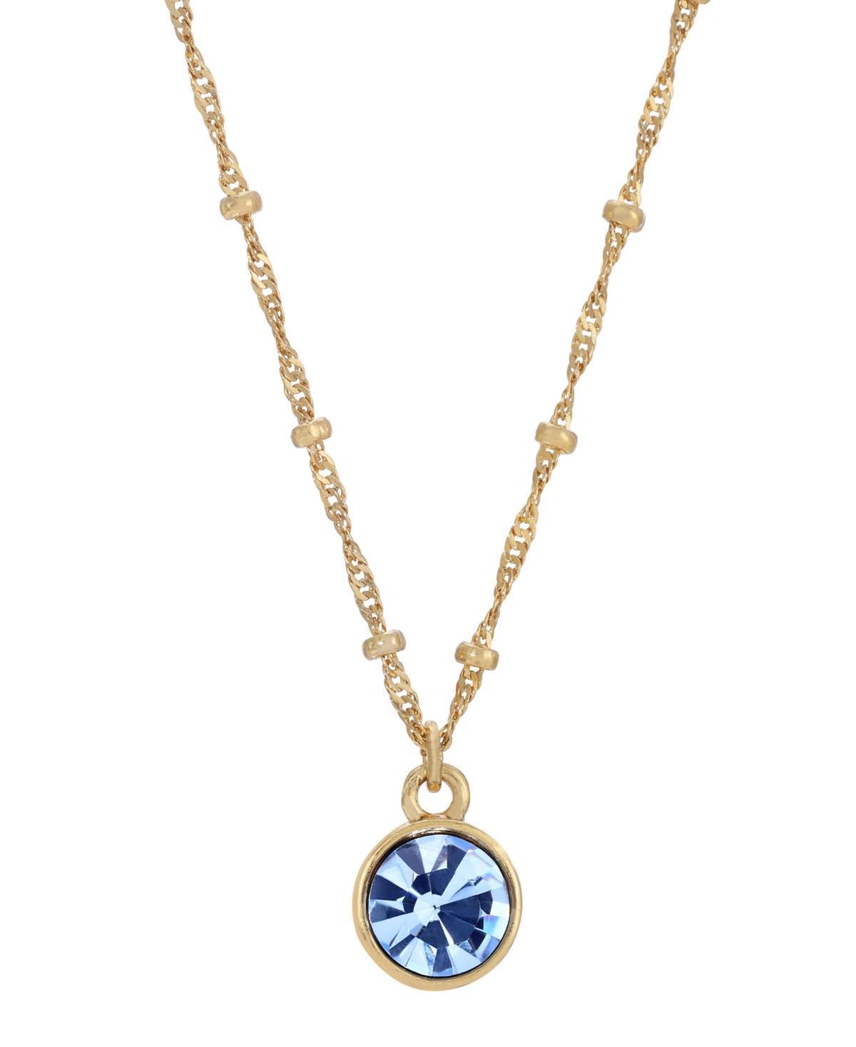 1928 Round Crystal Pendant Necklace, Womens, Blue Product Image