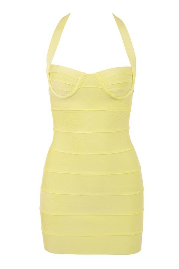 Maliha Buttercup Bandage Halter Mini Dress Product Image