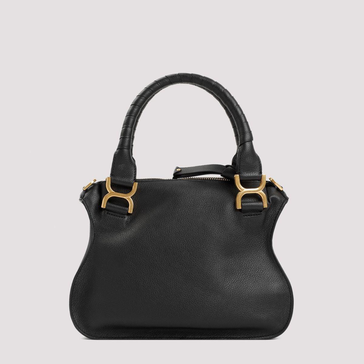 Black Leather Small Marcie Tote Bag Product Image