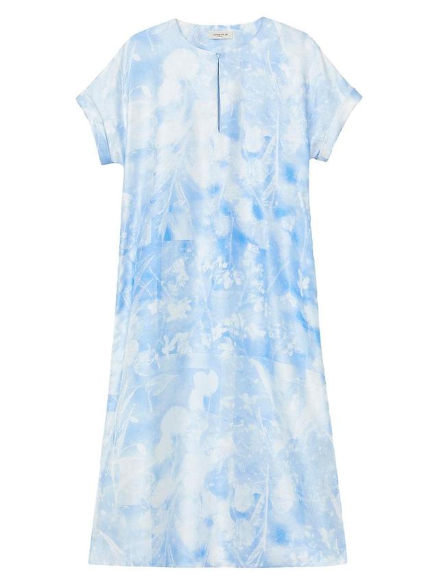 Womens Floral Cuffed Short-Sleeve Dress Product Image