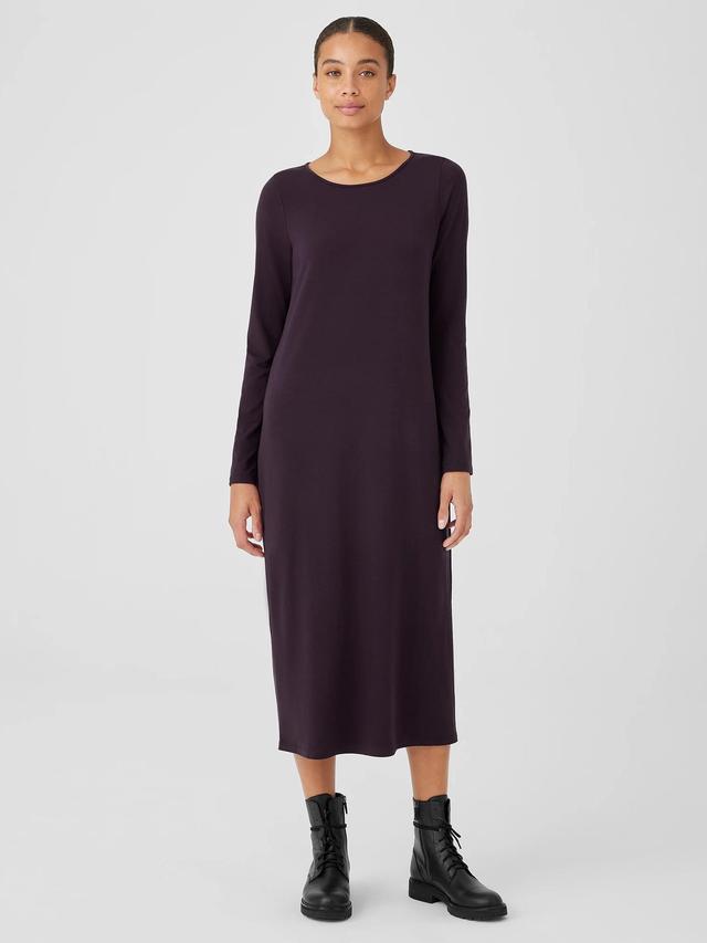 Stretch Jersey Knit Jewel Neck Dress Product Image