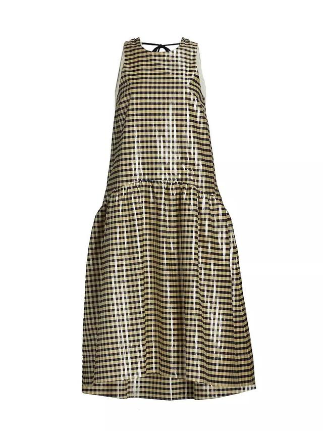 Plaid Cotton A-Line Midi-Dress Product Image