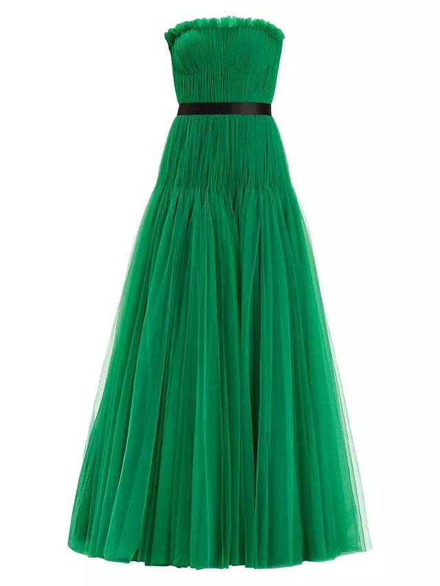 Pleated Tulle Strapless Gown Product Image