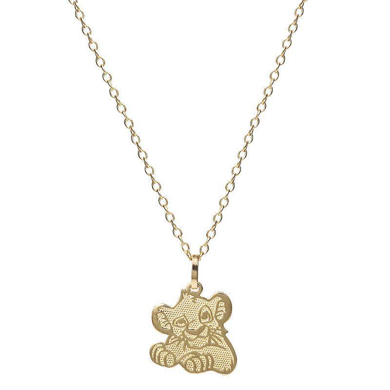 Disneys The Lion King 14k Gold Simba Pendant Necklace, Womens Gold Tone Product Image