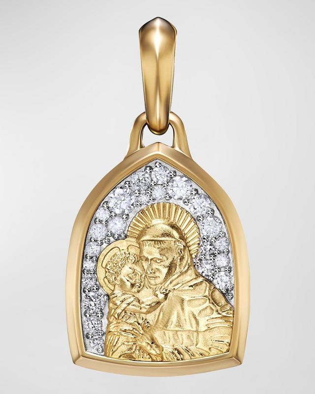 Mens St. Anthony Amulet in 18K Yellow Gold with Pav Diamonds Product Image