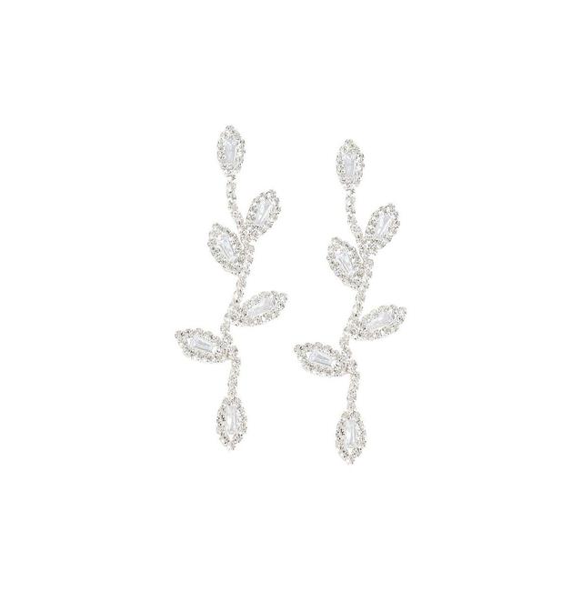 Sohi Womens Silver Embellished Foliage Drop Earrings Product Image