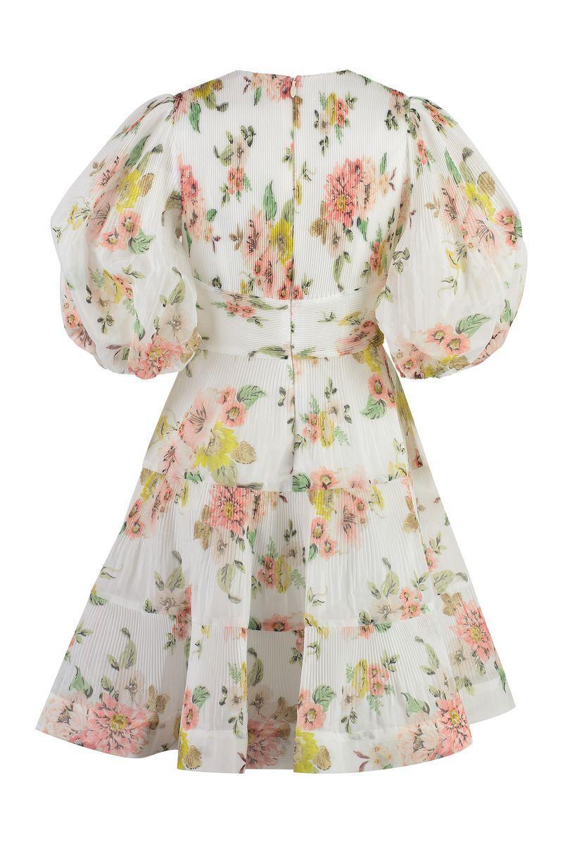 ZIMMERMANN Floral Print Pleated Dress In Multicolour Product Image