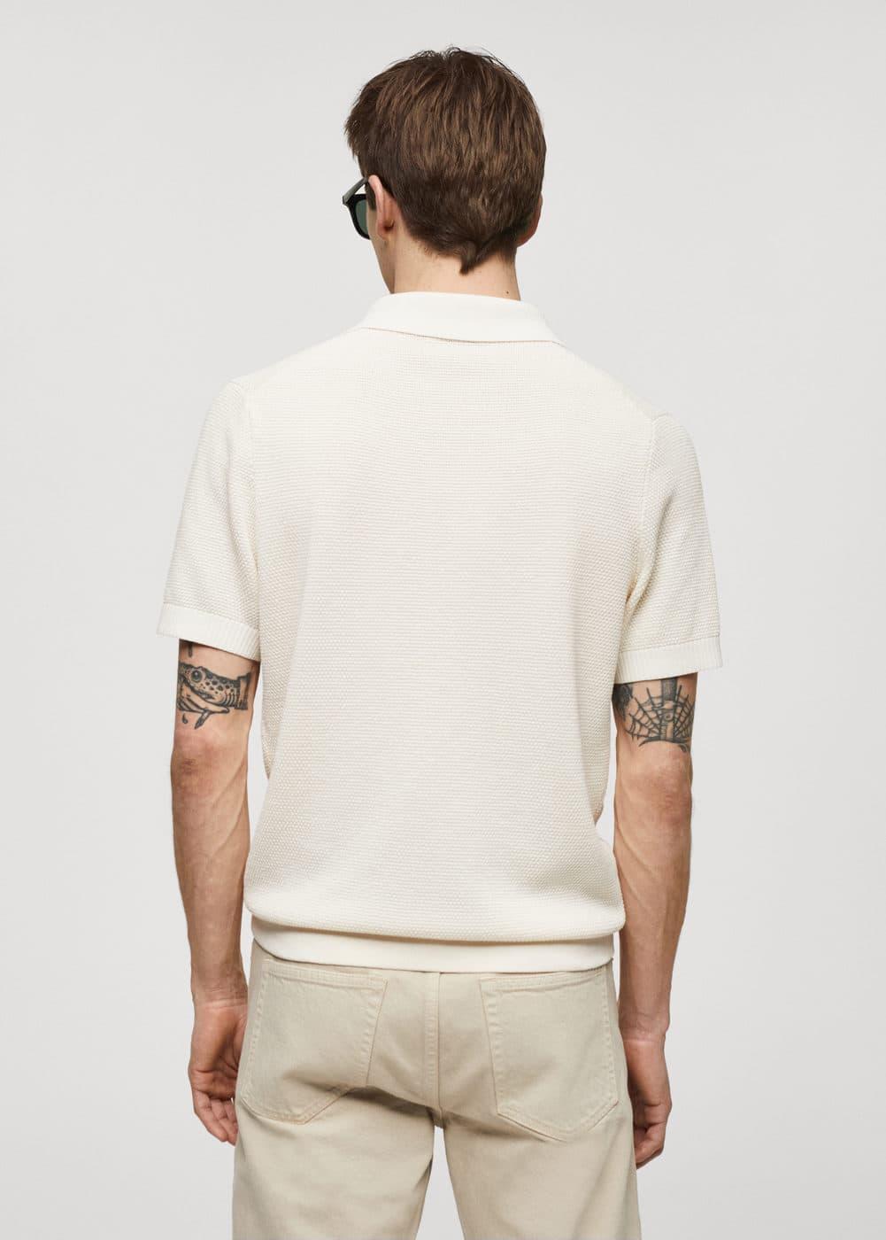 MANGO MAN - Structured knitted polo shirt ecruMen Product Image