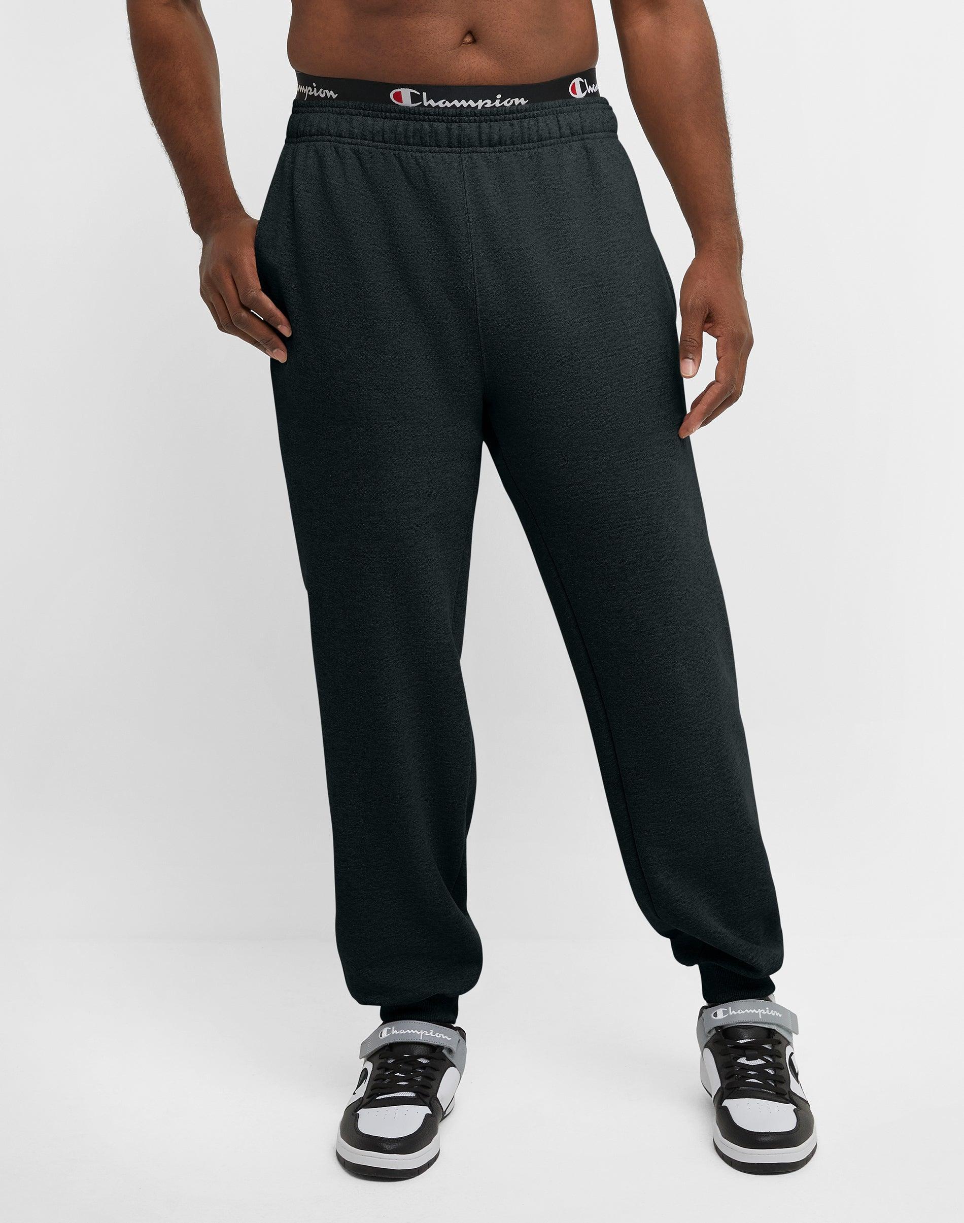 Mens Champion Powerblend Joggers, C Logo (Big & Tall) Oxford Grey 4XB Product Image