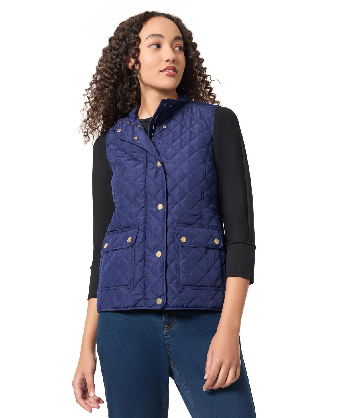 Jones New York Womens Quilted Patch Pocket Vest W/Snaps Zipp Jacket Product Image