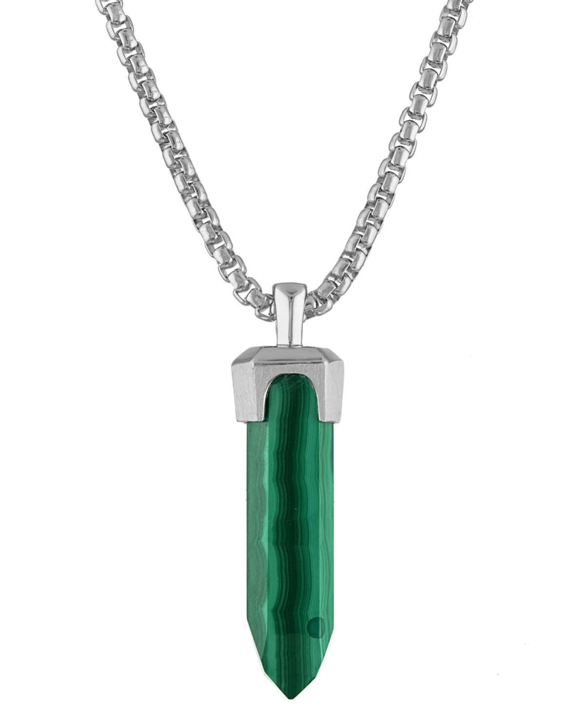 Bulova Mens Icon Malachite Pendant Necklace in Sterling Silver, 24 + 2 extender Product Image