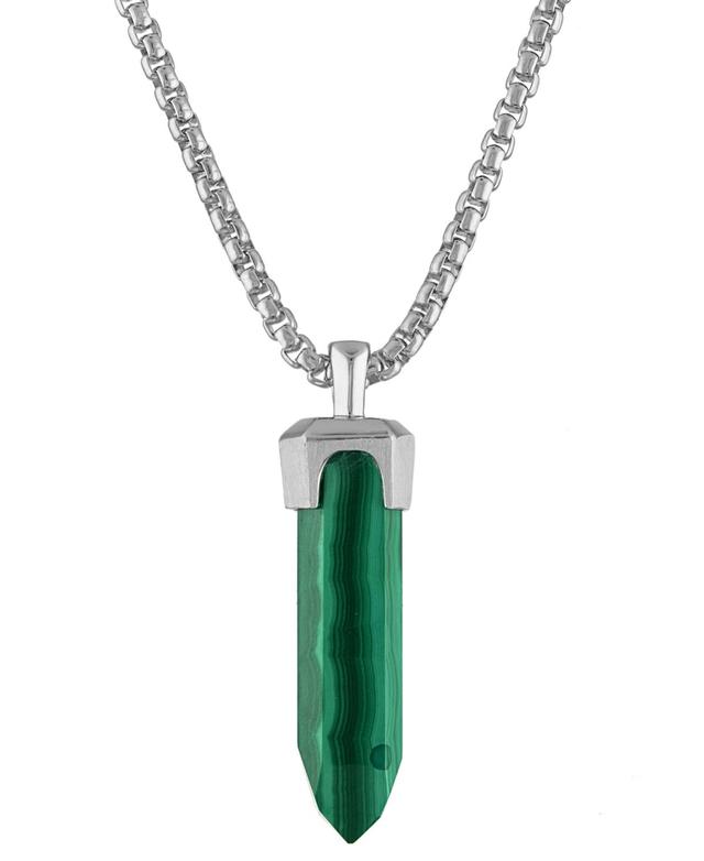 Bulova Mens Icon Malachite Pendant Necklace in Sterling Silver, 24 + 2 extender Product Image