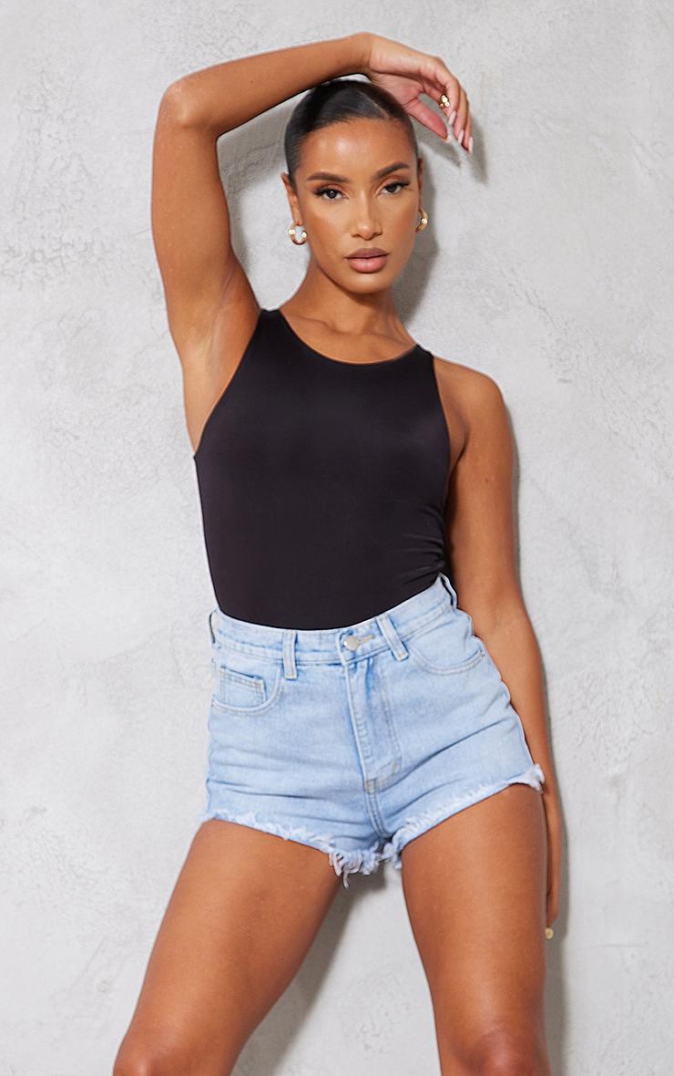 PRETTYLITTLETHING Light Blue Wash Frayed Hem Denim Shorts product image