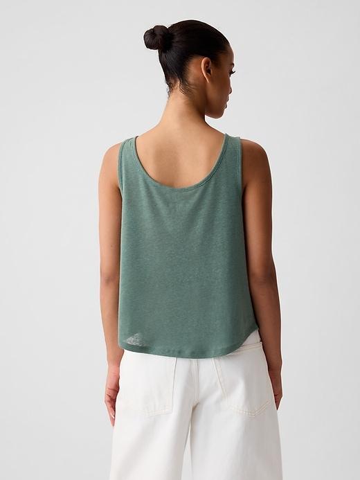 Linen-Blend Henley Tank Top Product Image