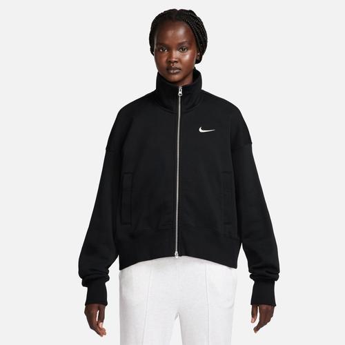 Nike Womens Nike NSW Phoenix OS Fleece Track Jacket - Womens Black/Sail Product Image