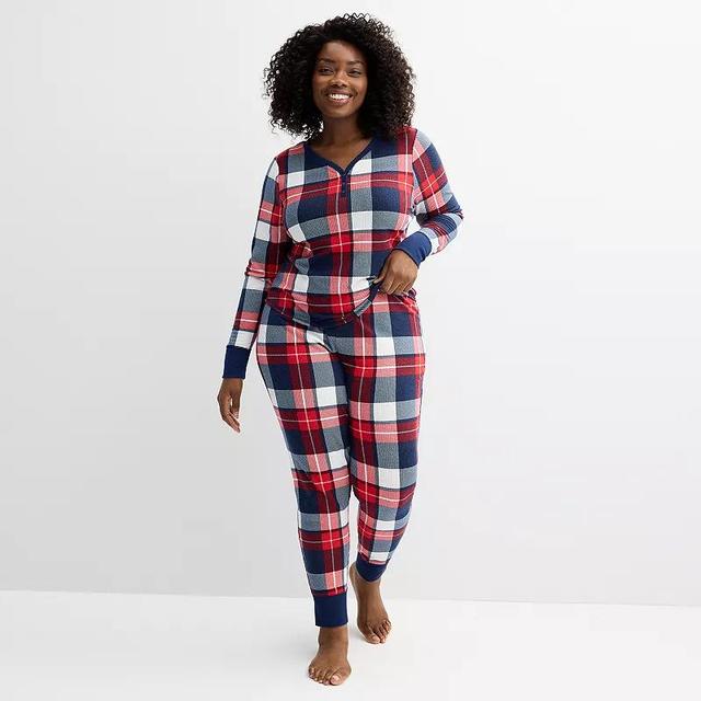 Plus Size Sonoma Goods For Life Thermal Pajama Top & Pajama Bottoms Set, Womens Product Image