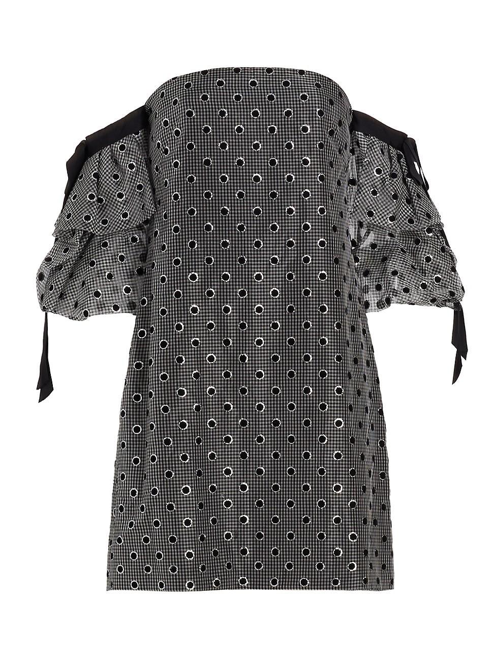 Womens Polka Dot Silk Minidress Product Image