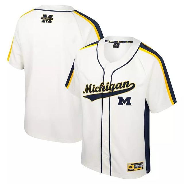 Mens Colosseum Cream Michigan Wolverines Ruth Button-Up Baseball Jersey Product Image