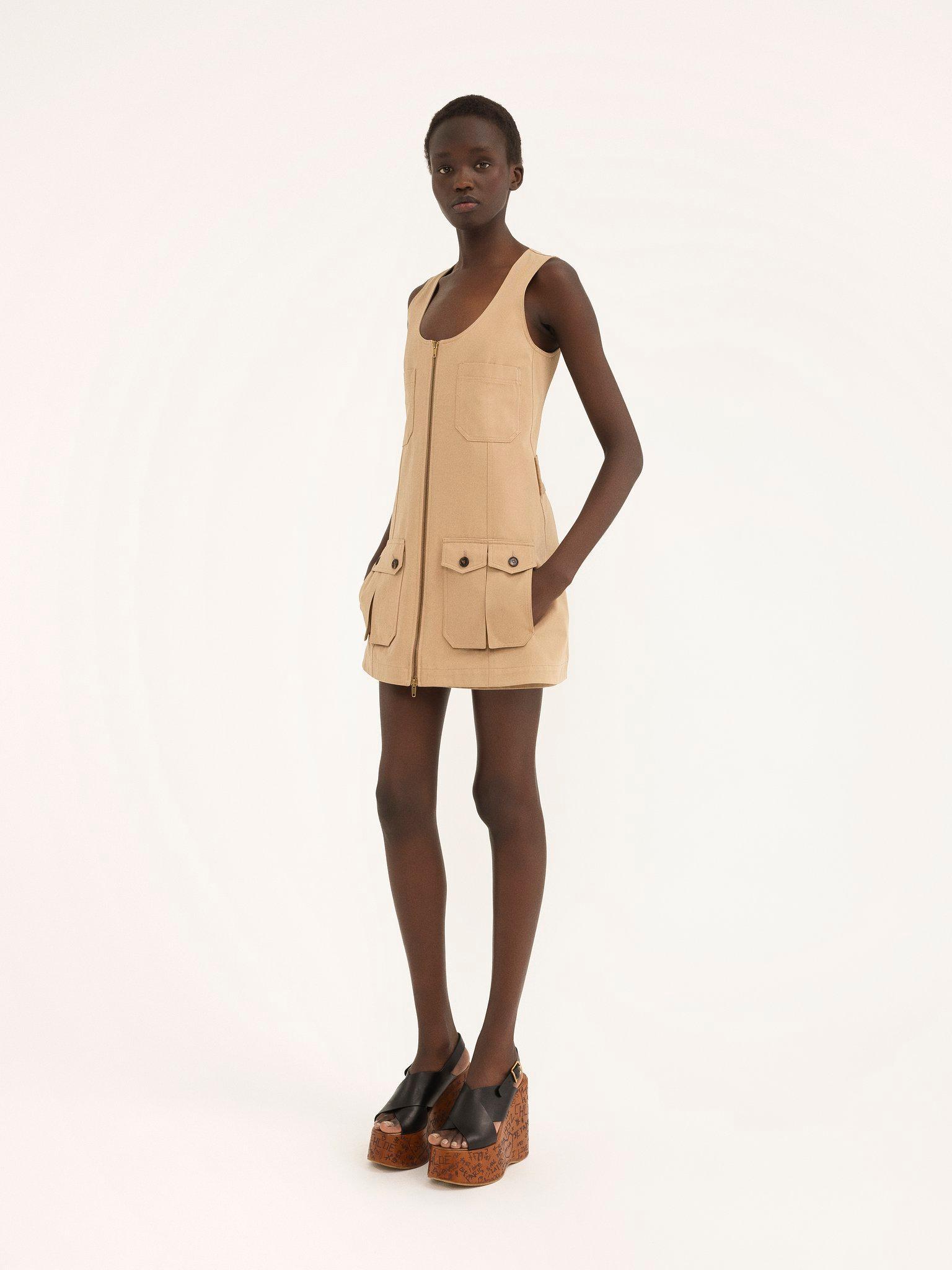 Saharienne dress in cotton gabardine Product Image