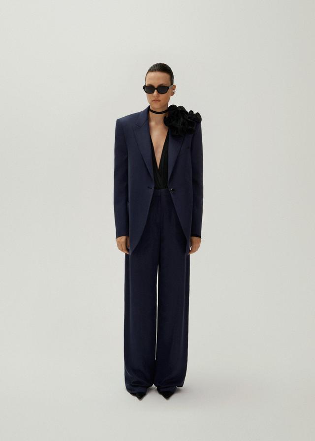 Classic oversized cupro blazer in Navy Product Image