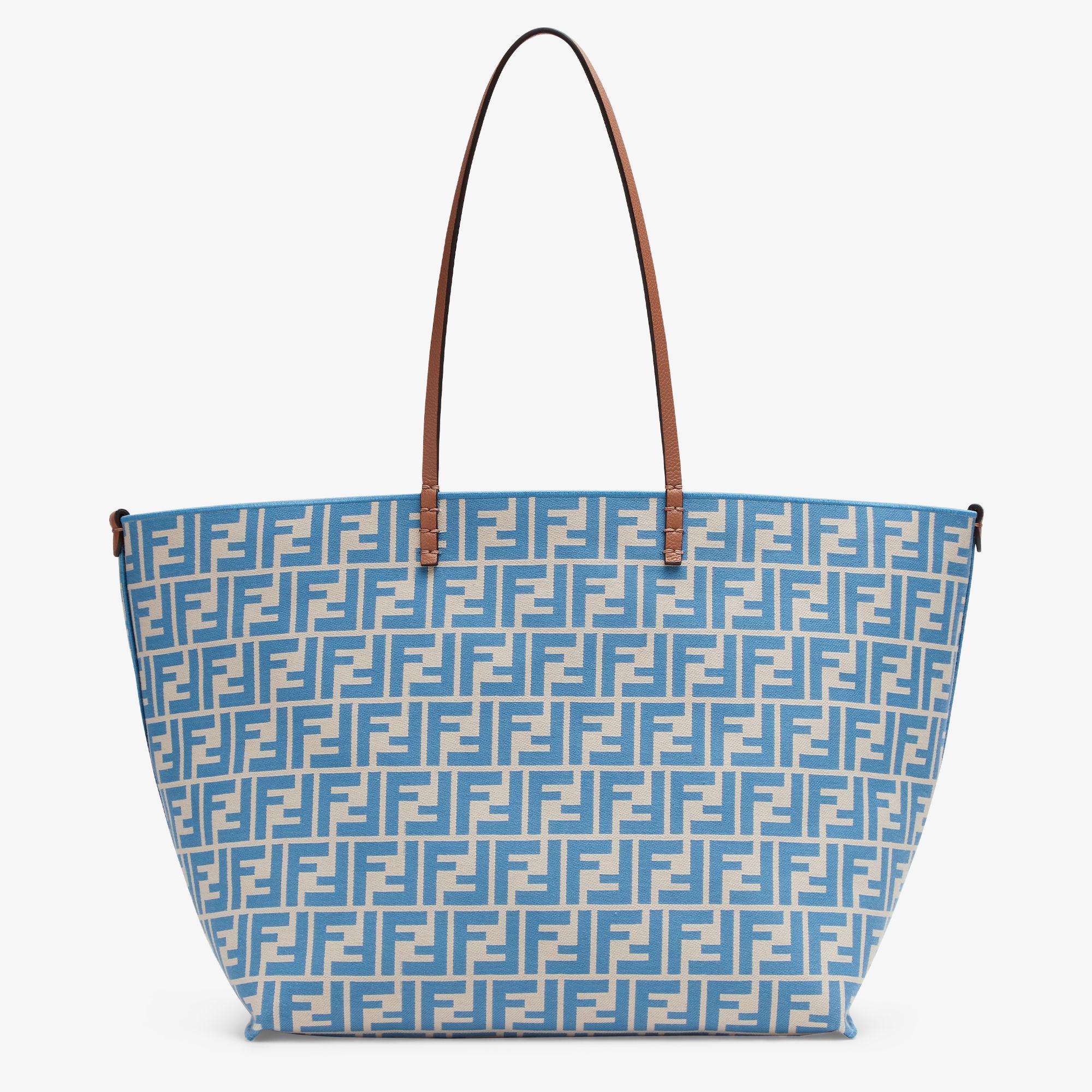 Large RollReversible shopper in Pequin striped and light blue FF fabric Product Image