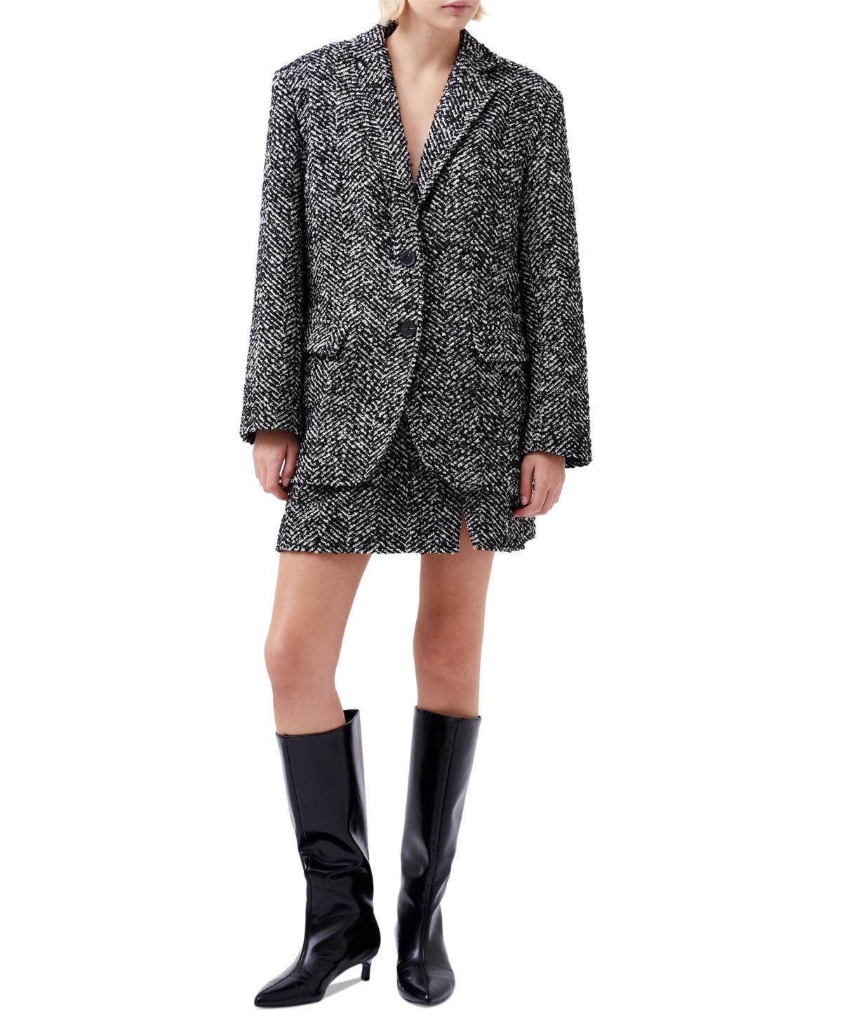 French Connection Womens Chantelle Herringbone Blazer - Black Product Image