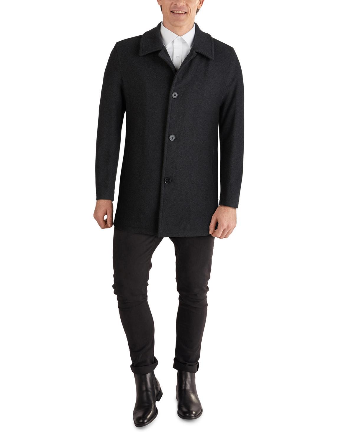 Cole Haan Mens Classic-Fit Car Coat with Faux-Leather Trim Product Image