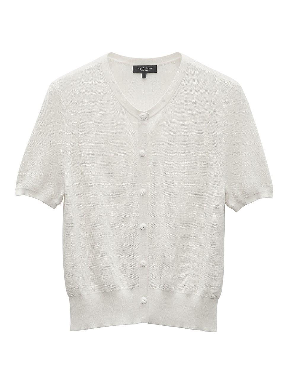 rag & bone Dina Short Sleeve Cotton Blend Cardigan Product Image