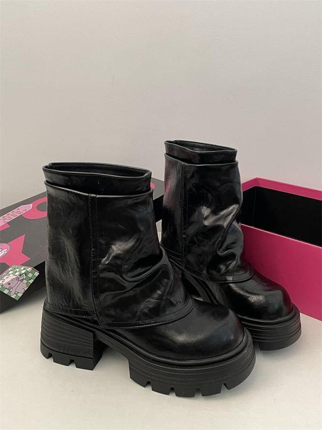 Platform Chunky Heel Short Boots Product Image