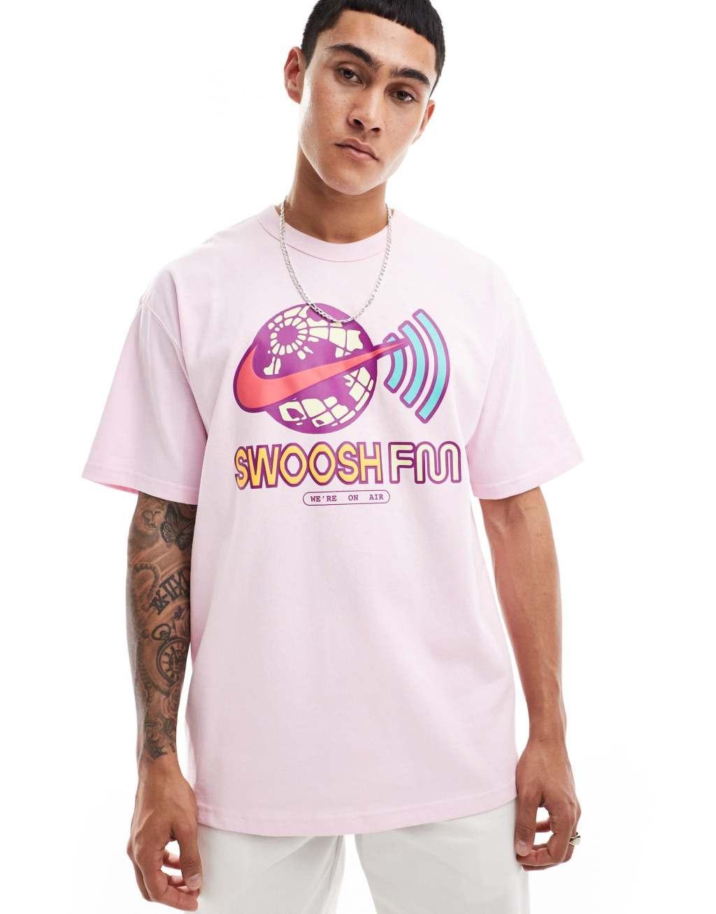 Nike Swoosh FM graphic t-shirt in pink Product Image