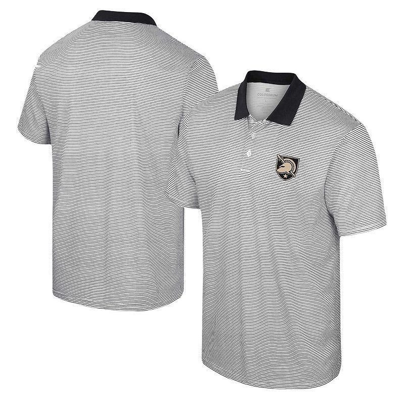 Mens Colosseum White/Black Army Black Knights Print Stripe Polo Product Image