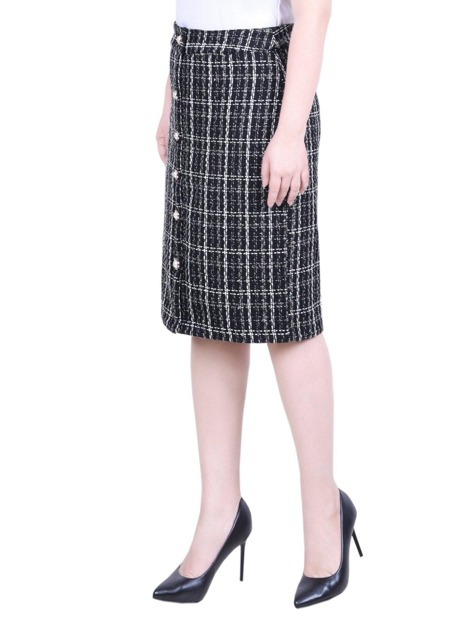 NY Collection Knee Length Slim Tweed Knit Skirt - Petite Product Image